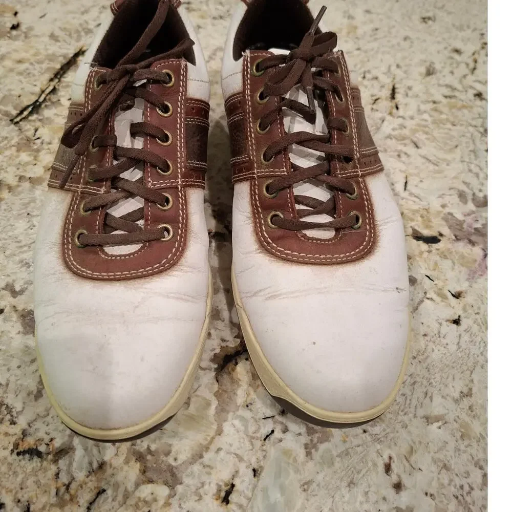 Footjoy FJ Mens Golf Shoes Brown White 9M 54077 Spikeless Leather